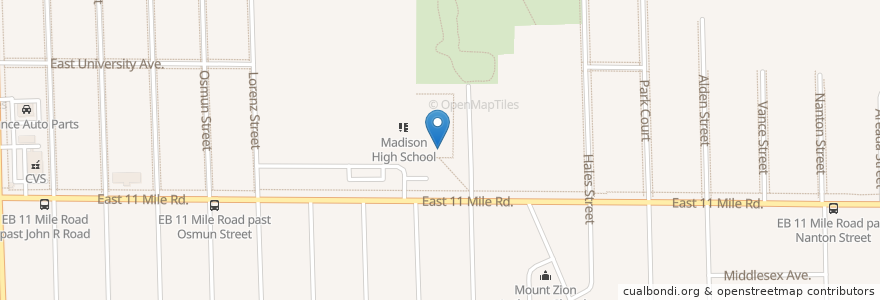Mapa de ubicacion de Keys Grace Academy en Stati Uniti D'America, Michigan, Oakland County, Madison Heights.