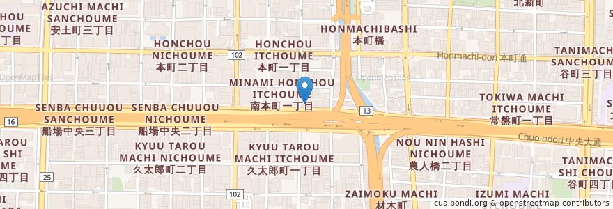 Mapa de ubicacion de shivay en Япония, Осака, 大阪市, 中央区.