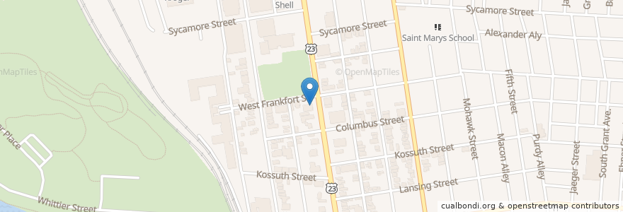 Mapa de ubicacion de Local Cantina en 미국, 오하이오 주, Franklin County, Columbus.