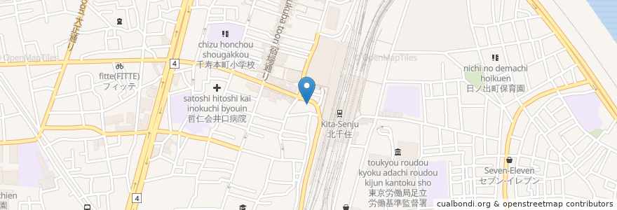 Mapa de ubicacion de Denny's en Jepun, 東京都, 足立区.
