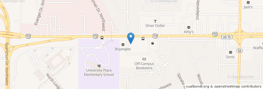 Mapa de ubicacion de Schlotzsky's en United States, Alabama, Huntsville, Madison County.