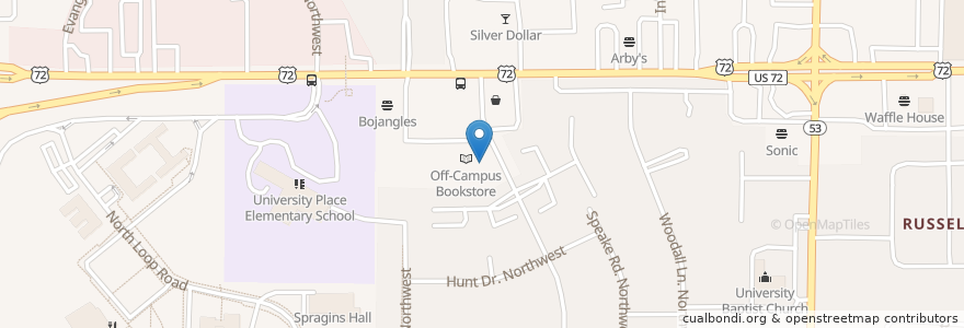 Mapa de ubicacion de Olivia's Bar and Grille en United States, Alabama, Huntsville, Madison County.
