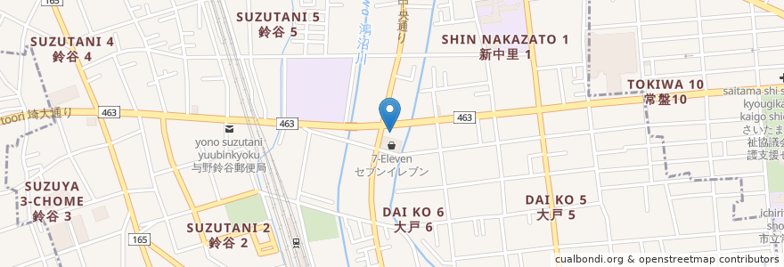 Mapa de ubicacion de かつや en Japan, 埼玉県, さいたま市, 中央区.