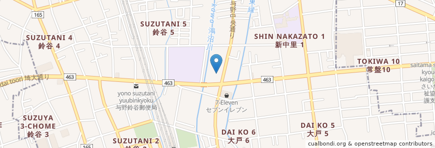Mapa de ubicacion de くら寿司 en اليابان, 埼玉県, さいたま市, 中央区.