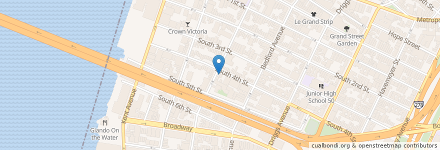 Mapa de ubicacion de South Fourth Bar & Cafe en Amerika Syarikat, New York, New York, Brooklyn.