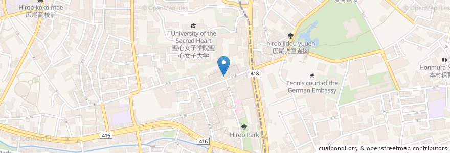Mapa de ubicacion de 千春皮フ科クリニック en Japan, Tokio, 港区, 広尾.