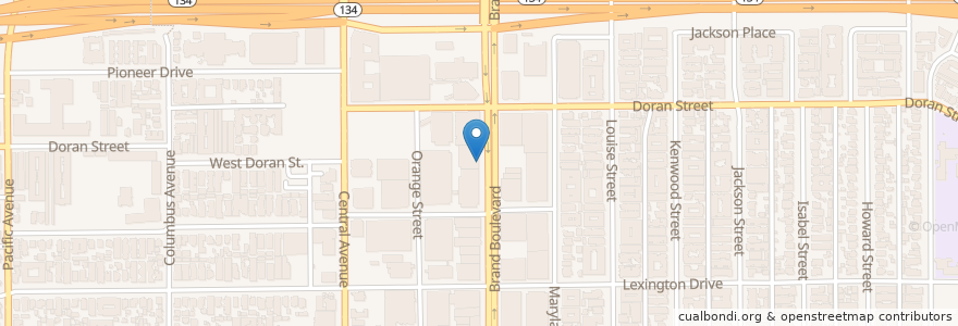 Mapa de ubicacion de Comerica Bank en United States, California, Los Angeles County, Glendale.