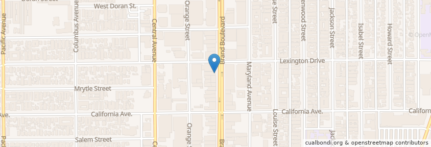 Mapa de ubicacion de JAX Bar & Grill en 美利坚合众国/美利堅合眾國, 加利福尼亚州/加利福尼亞州, 洛杉矶县, Glendale.