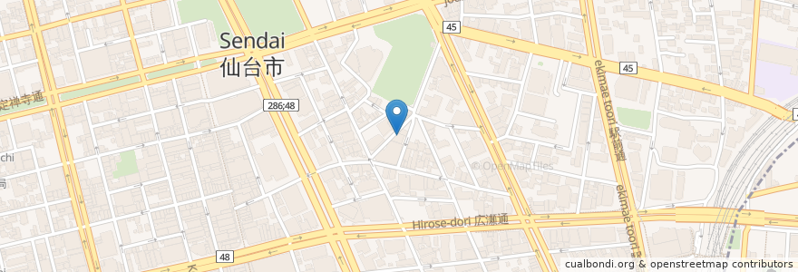 Mapa de ubicacion de わたべや 本町店 en Japon, Préfecture De Miyagi, 仙台市, 青葉区.