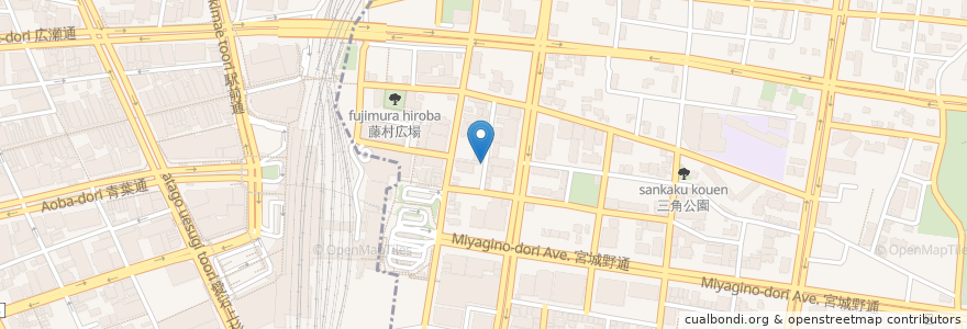 Mapa de ubicacion de 海豚 仙台東口店 en 日本, 宫城县, 仙台市, 青葉区, 宮城野区.