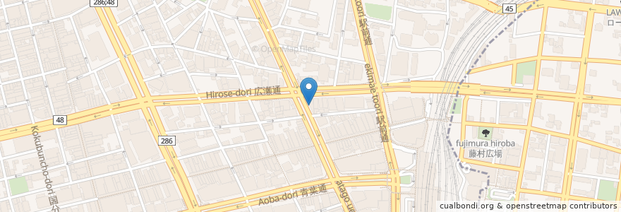 Mapa de ubicacion de 南部どり 仙台駅前店 en اليابان, 宮城県, 仙台市, 青葉区.