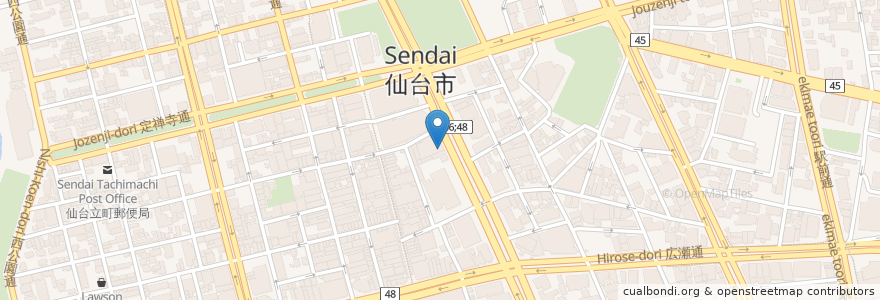 Mapa de ubicacion de 炭焼笑店 ゴジュウマル en 일본, 미야기현, 仙台市, 青葉区.