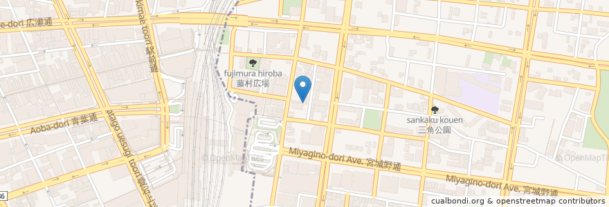 Mapa de ubicacion de ちばき屋 仙台店 en 日本, 宫城县, 仙台市, 青葉区, 宮城野区.