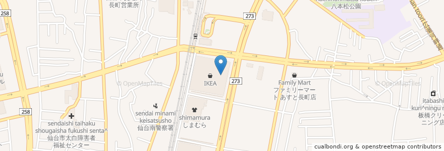 Mapa de ubicacion de IKEA 仙台レストラン en 일본, 미야기현, 仙台市, 太白区.