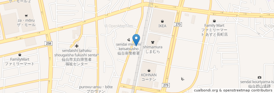 Mapa de ubicacion de 仙台農業協同組合 長町支店 en Japan, 宮城県, 仙台市, 太白区.
