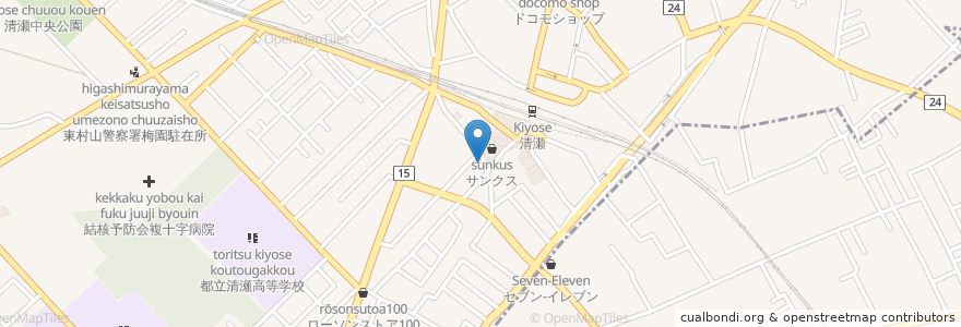 Mapa de ubicacion de どろのき en Jepun, 東京都, 清瀬市.