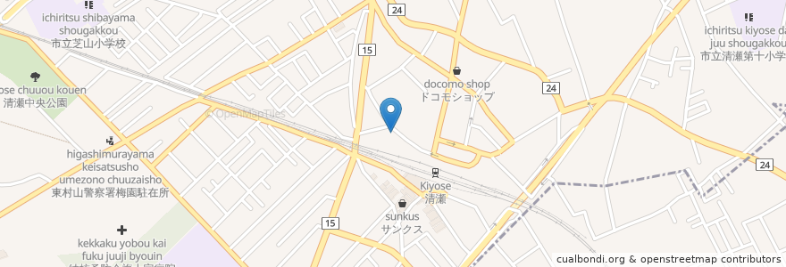 Mapa de ubicacion de ぎょうざの満州　清瀬北口店 en 일본, 도쿄도, 清瀬市.