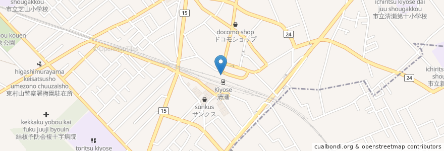 Mapa de ubicacion de 三菱東京UFJ銀行 en Japón, Tokio, Kiyose.
