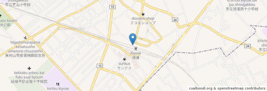 Mapa de ubicacion de 秩父そば 清瀬駅店 en 日本, 東京都, 清瀬市.