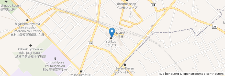 Mapa de ubicacion de 日高屋 en 日本, 東京都, 清瀬市.