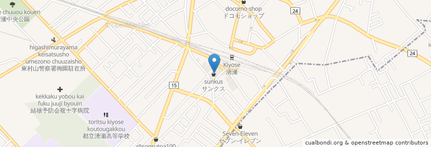 Mapa de ubicacion de はなの舞 清瀬南口店 en 日本, 東京都, 清瀬市.