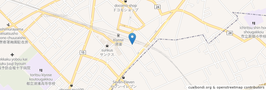 Mapa de ubicacion de 清瀬ささき眼科クリニック en Giappone, Tokyo, 清瀬市.
