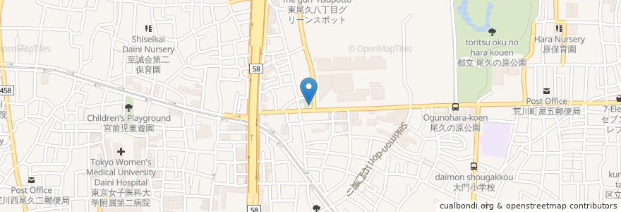 Mapa de ubicacion de 尾久警察署 熊野前交番 en Jepun, 東京都.