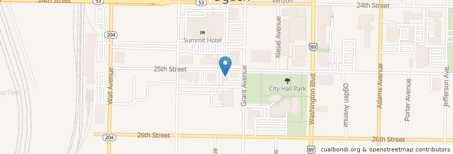 Mapa de ubicacion de Wiseguys Comedy Club en États-Unis D'Amérique, Utah, Weber County, Ogden.