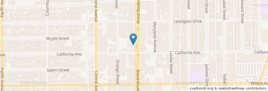 Mapa de ubicacion de Porto's Cafe en United States, California, Los Angeles County, Glendale.