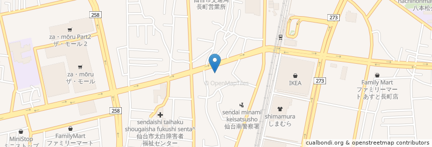 Mapa de ubicacion de トクジュ 仙台長町店 en 日本, 宮城県, 仙台市, 太白区.