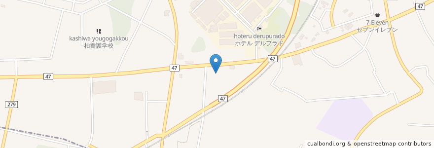 Mapa de ubicacion de くすりの福太郎 en 日本, 千葉県, 柏市.