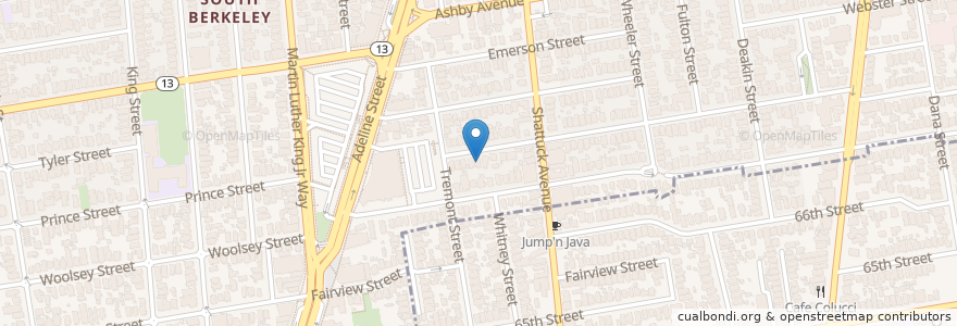 Mapa de ubicacion de Mack Jacob, DDS en アメリカ合衆国, カリフォルニア州, アラメダ郡, Berkeley.