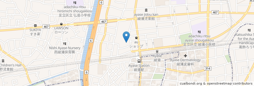 Mapa de ubicacion de 鳥貴族 en 日本, 東京都, 足立区.