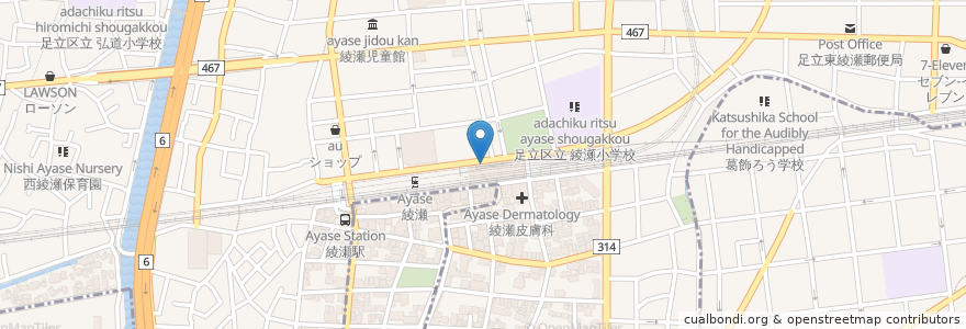 Mapa de ubicacion de ケンタッキーフライドチキン en ژاپن, 東京都, 足立区.