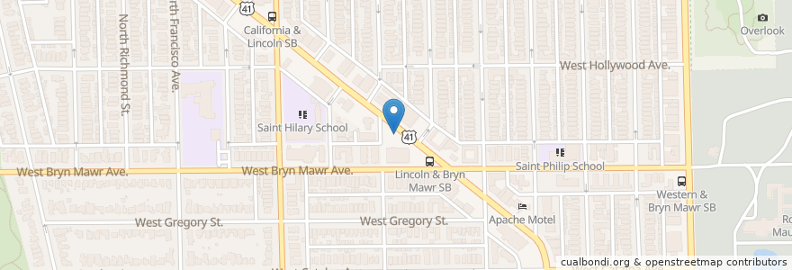 Mapa de ubicacion de Budlong Woods Library en Vereinigte Staaten Von Amerika, Illinois, Chicago.