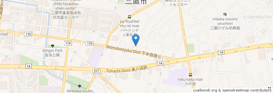 Mapa de ubicacion de しんかわ医院 en Jepun, 東京都, 三鷹市.