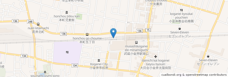 Mapa de ubicacion de タイムズ en ژاپن, 東京都, 小金井市.