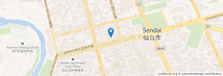 Mapa de ubicacion de 東龍門 県民会館店 en Japonya, 宮城県, 仙台市, 青葉区.