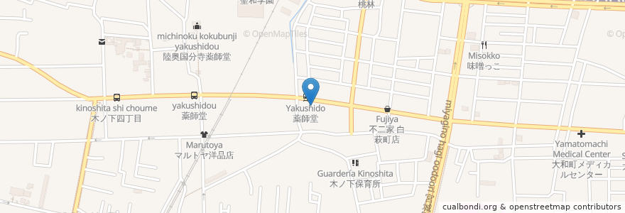 Mapa de ubicacion de 遊食屋 en 日本, 宮城県, 仙台市, 若林区.