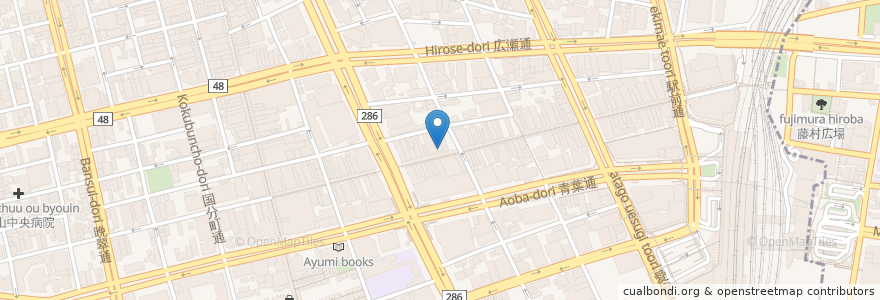 Mapa de ubicacion de サンドラッグ 仙台クリスロード店 en Japonya, 宮城県, 仙台市, 青葉区.