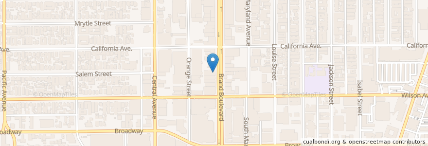 Mapa de ubicacion de Glendale Career College en 미국, 캘리포니아주, Los Angeles County, Glendale.
