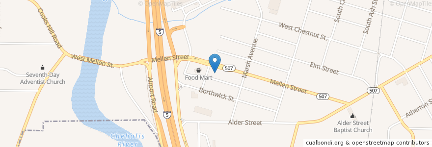 Mapa de ubicacion de Fiddler's Coffee en Vereinigte Staaten Von Amerika, Washington, Lewis County, Centralia.