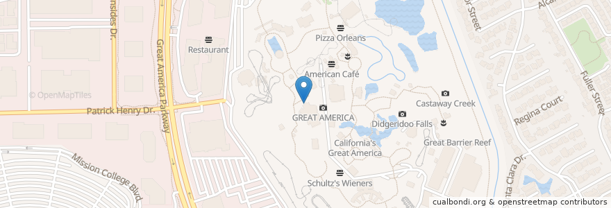 Mapa de ubicacion de Great America Theater en Verenigde Staten, Californië, Santa Clara County, Santa Clara.