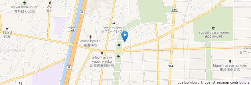Mapa de ubicacion de ツルハドラッグ en Jepun, 東京都, 足立区.