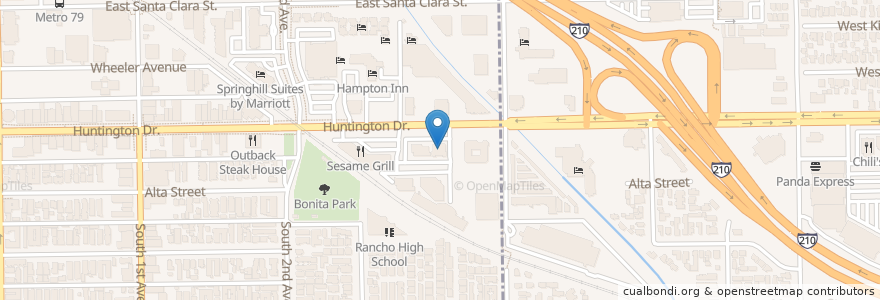 Mapa de ubicacion de Olive Garden en Vereinigte Staaten Von Amerika, Kalifornien, Los Angeles County, Arcadia.