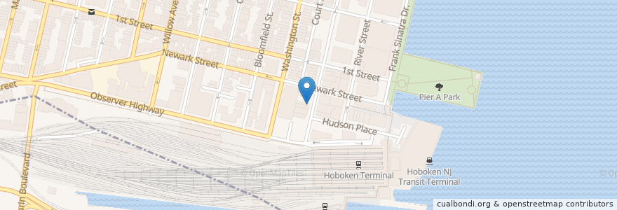 Mapa de ubicacion de Spa Diner en Amerika Syarikat, New Jersey, Hudson County, Hoboken.