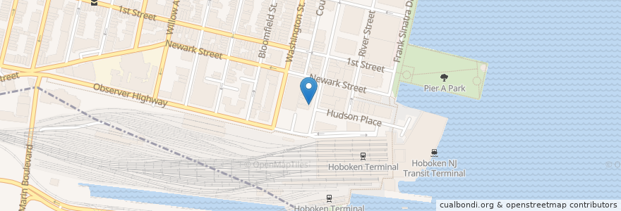 Mapa de ubicacion de Green Rock Tap & Grill en United States, New Jersey, Hudson County, Hoboken.