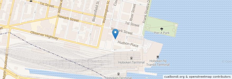 Mapa de ubicacion de Pig & Parrot en United States, New Jersey, Hudson County, Hoboken.