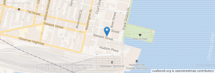 Mapa de ubicacion de Mike's Wild Moose Saloon en アメリカ合衆国, ニュージャージー州, Hudson County, Hoboken.