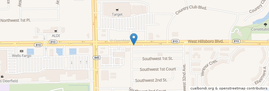 Mapa de ubicacion de Domino's en 미국, 플로리다주, Broward County, Deerfield Beach.